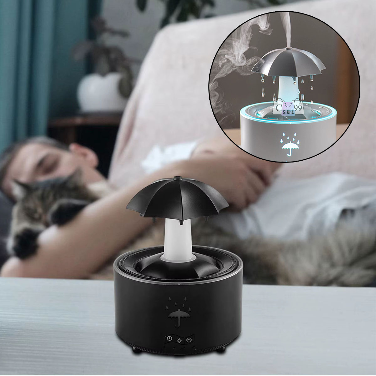 Vista 5 de Humificador Sombrilla Relajante Lluvia